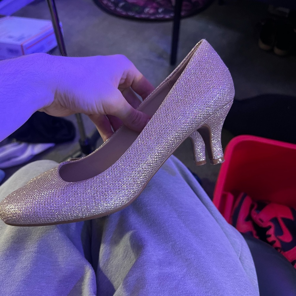 Elegant Gold Glitter Heels